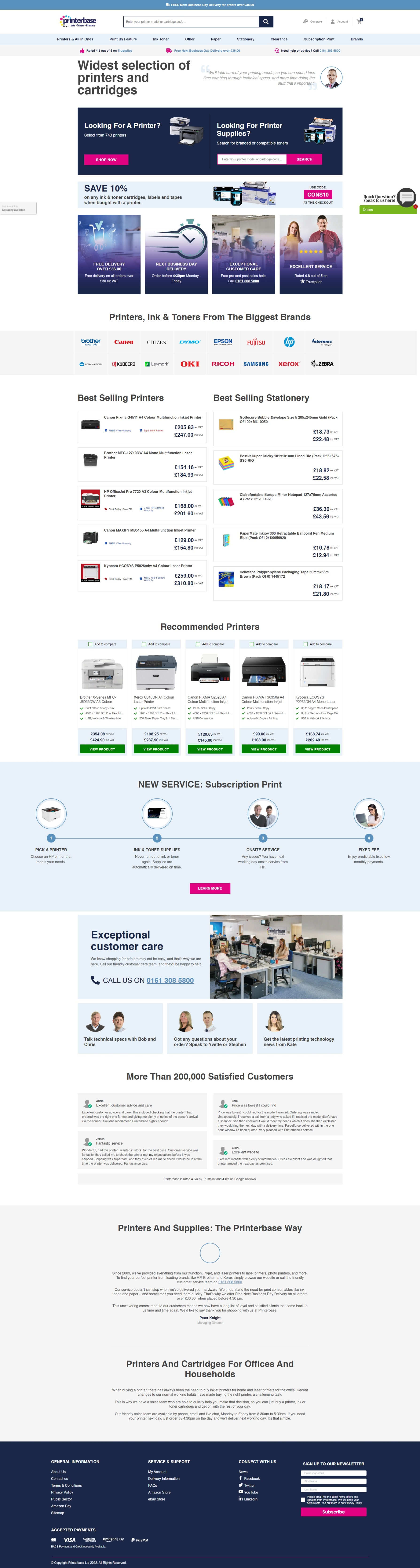 Printerbase — storefront home page
